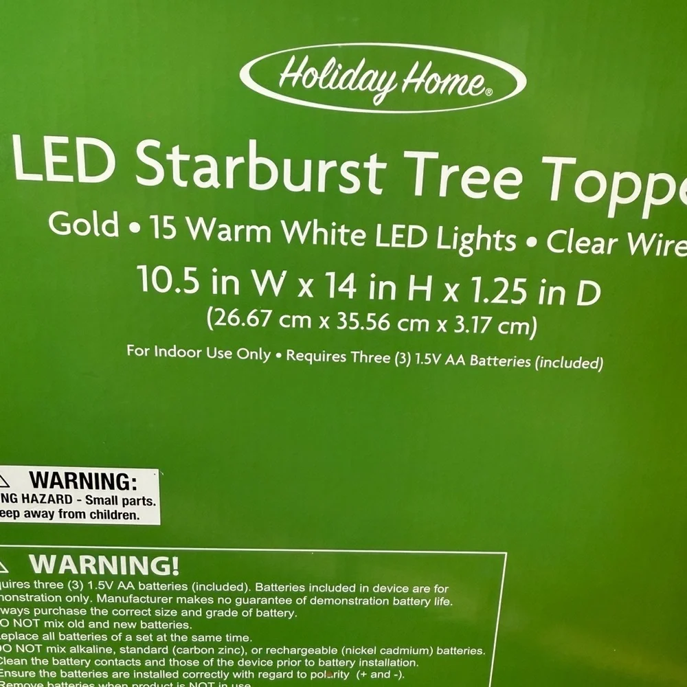 Gold LED Starburst lighted Tree Topper Holiday Homes Christmas Tree Decoration
